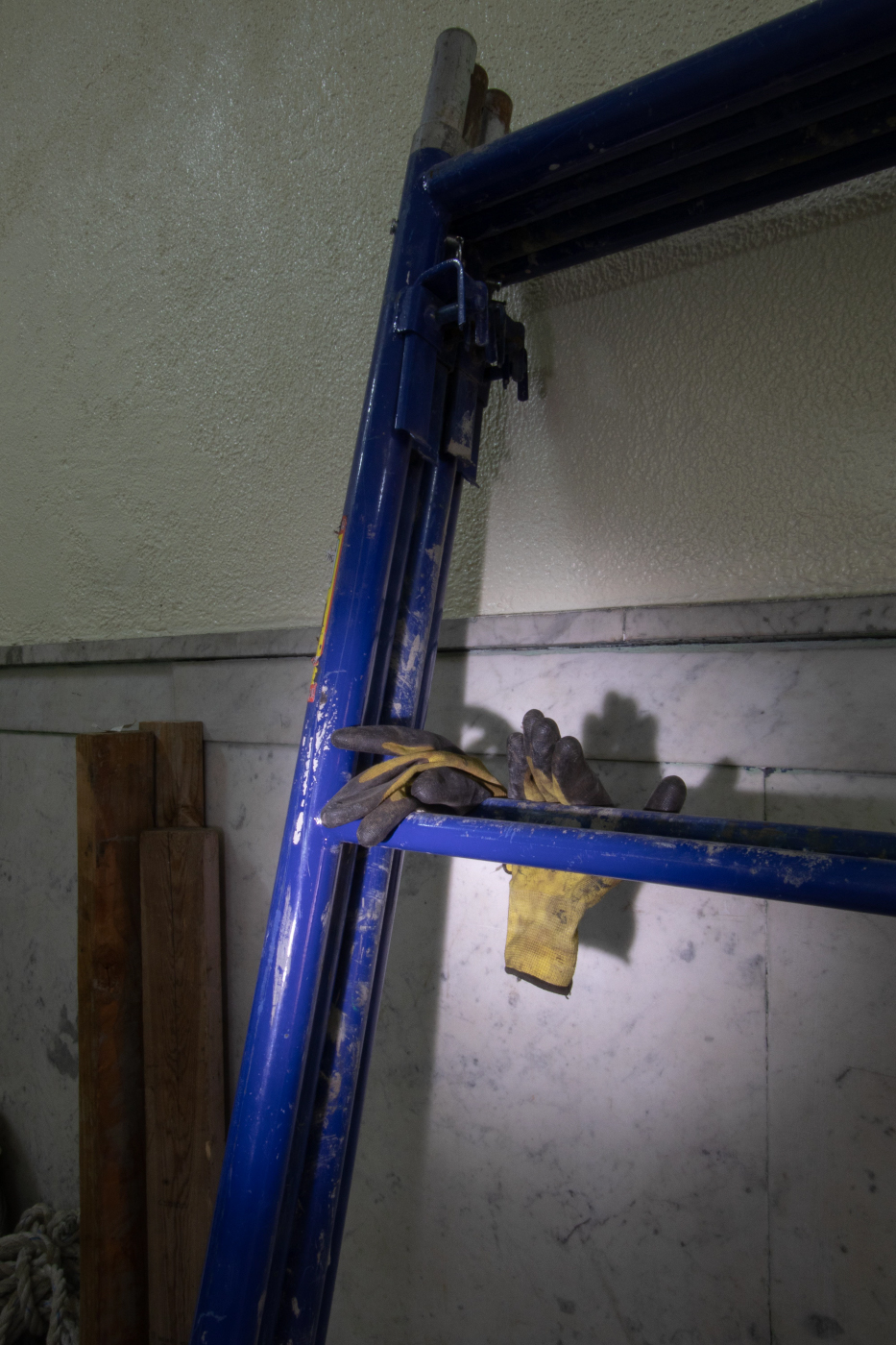 photo of scaffolding in hallway