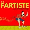 A mustached man with musical notes flowing from his rear, coattails blowing in the wind. Text reads: THE FARTISTE, 20th anniversary concert of the off-broadway musical