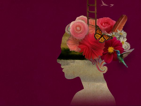 Eva Luna logo: a woman's silhouette filled with flowers