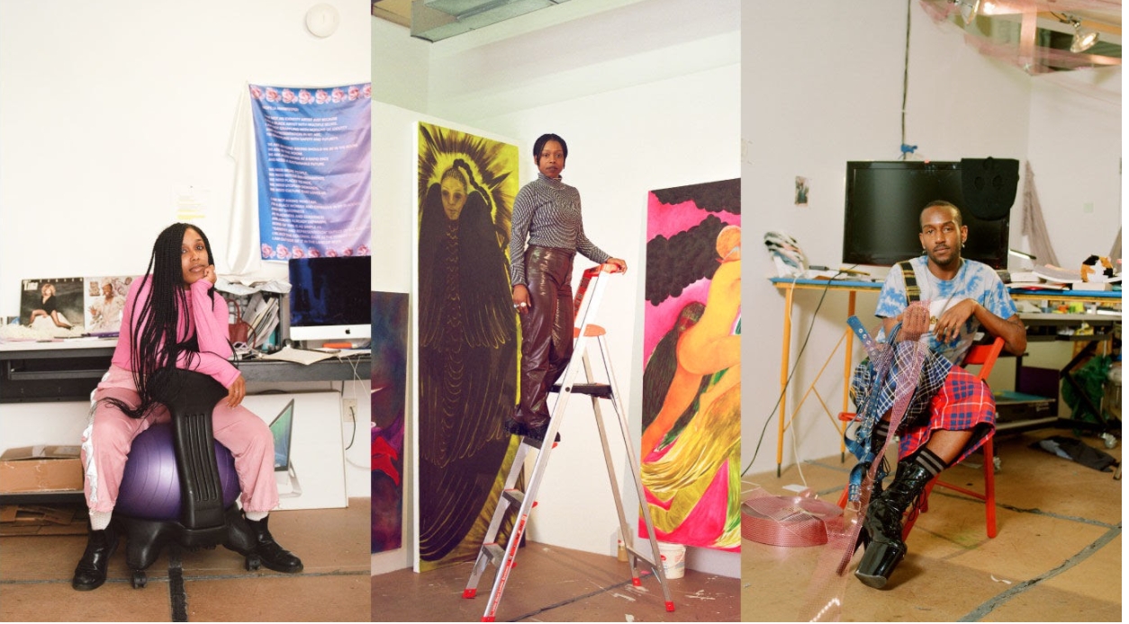 The Studio Museum in Harlem 2019–20 Artists in Residence L to R: E. Jane, Naudline Pierre, Elliot Reed. Photo by Myles Loftin.
