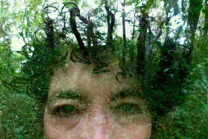 collaged self portrait by photographer Lorie Novak