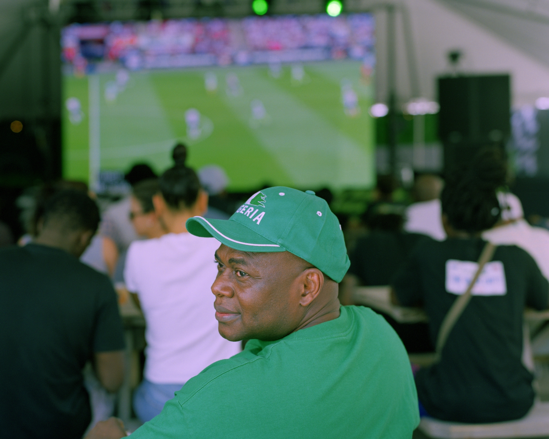 A fan watching a friendly match between Nigeria and England in Brooklyn, ahead of the 2018 World Cup.