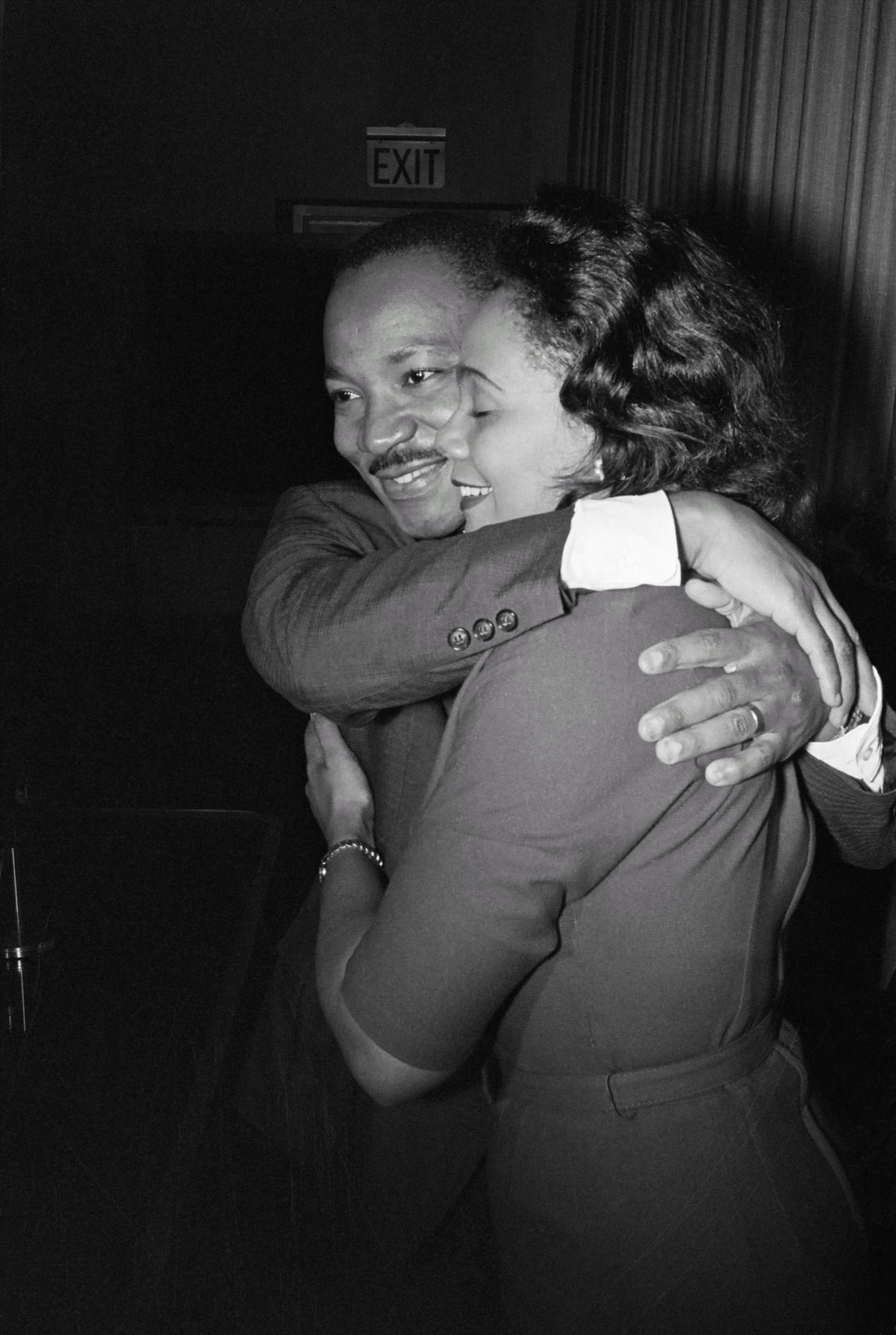 Martin Luther King Jr. and Coretta Scott King during a news conference following the announcement that he had been awarded the Nobel Peace Prize in October 1964. (Courtesy Corbis/Bettman)