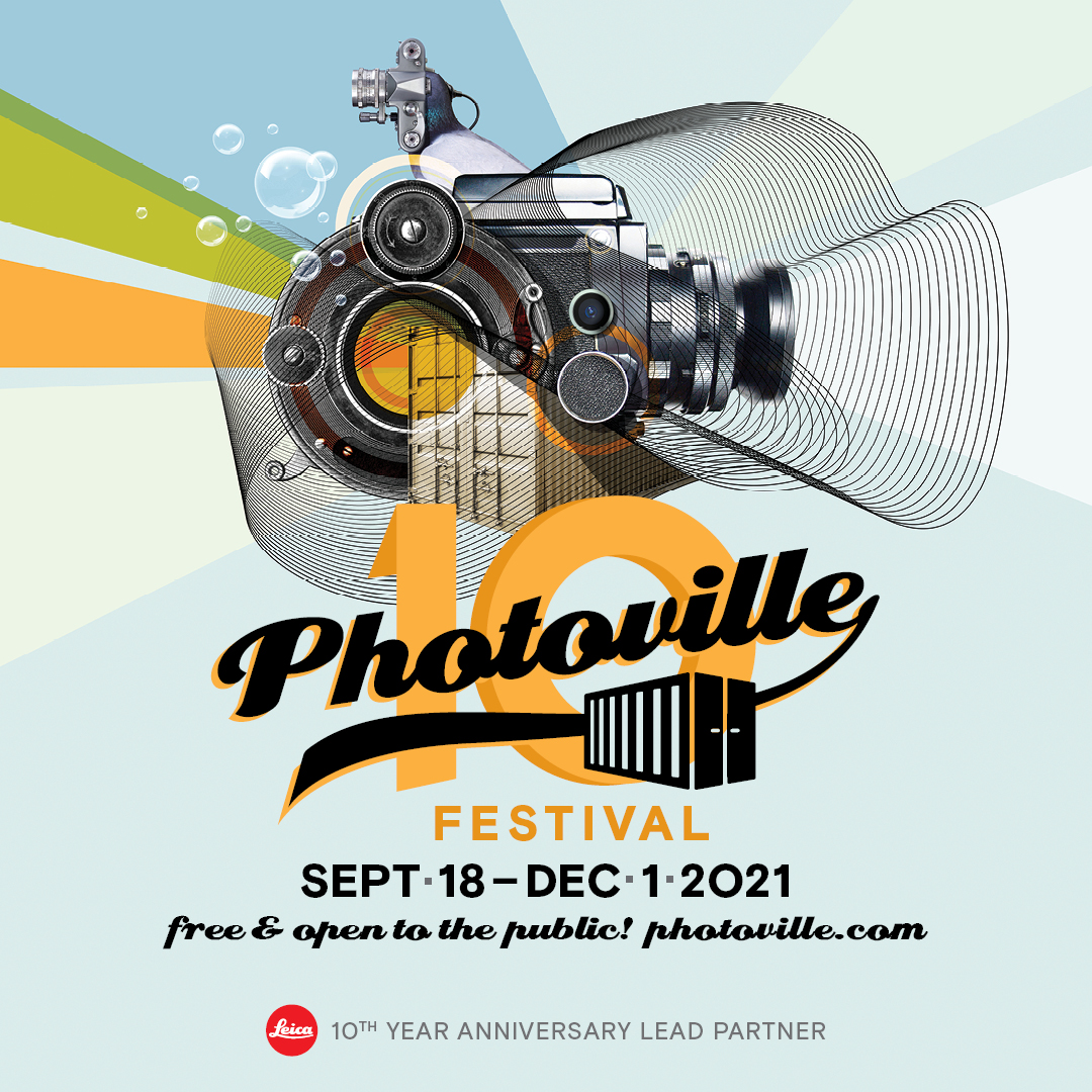 graphic flyer detailing info about photoville including brooklyn bridge park pier 2 and dates of september 18 to december 1 2021