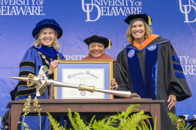 The University of Delaware held its 176th Commencement Ceremony, recognizing graduates of the Class of 2026, at Delaware Stadium on May 23rd, 2026. Featuring a commencement address by Mariah Draper Calagione, Co-founder of Dogfish Head Craft Brewery and former member of UD's Board of Trustees, Calagione was also awarded an Honorary Doctor of Humane Letters. In addition, honorary degrees were awarded to Civic leader and UD professor emeritus Joseph August Pika III, Photographic historian and artist Deborah Willis, and Alumnus, business leader and philanthropist Kenneth Whitney.