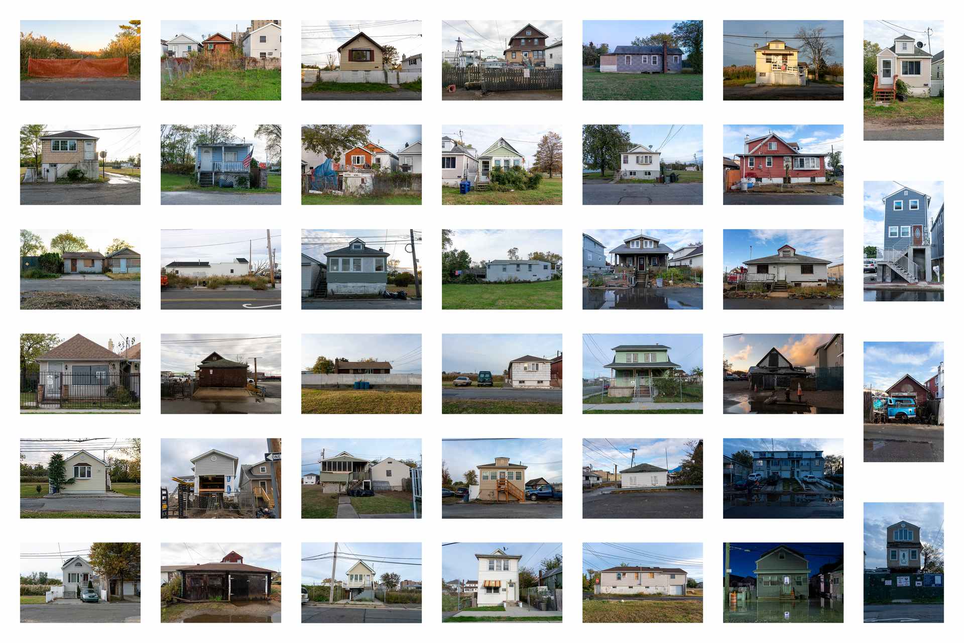 collage of homes vulnerable to climate change in queens