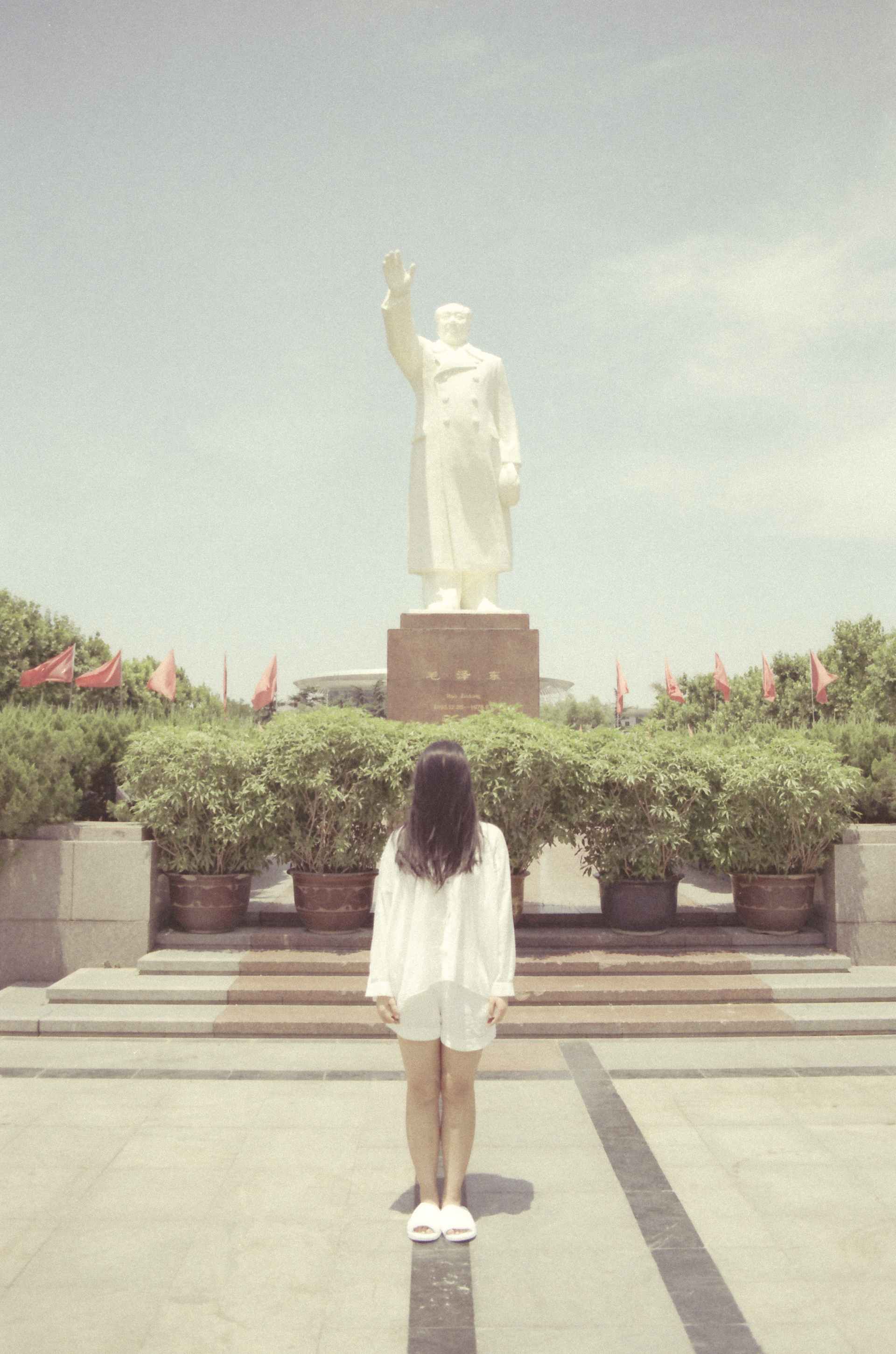 woman admiring monument