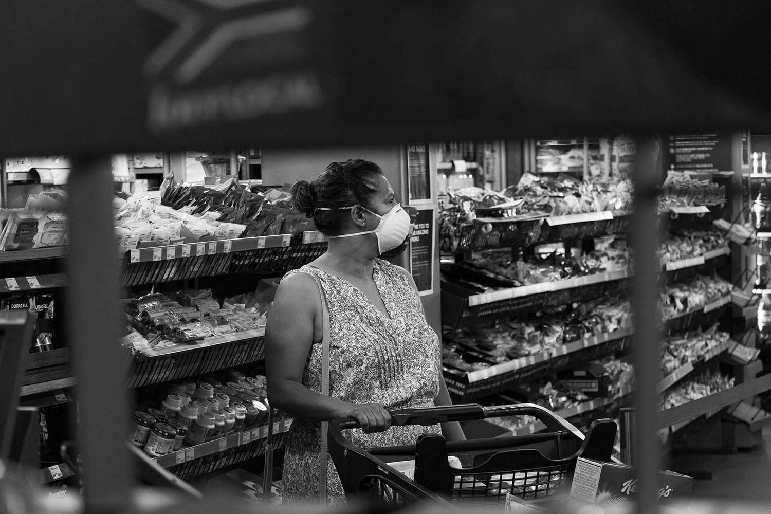 bw image from seeking solace in a grocery store