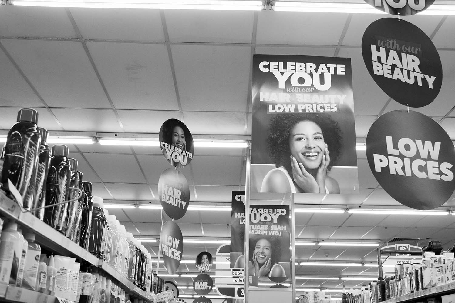 bw image from seeking solace in a grocery store