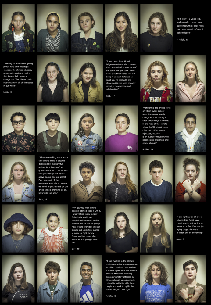 grid of photographs of youth climate activists
