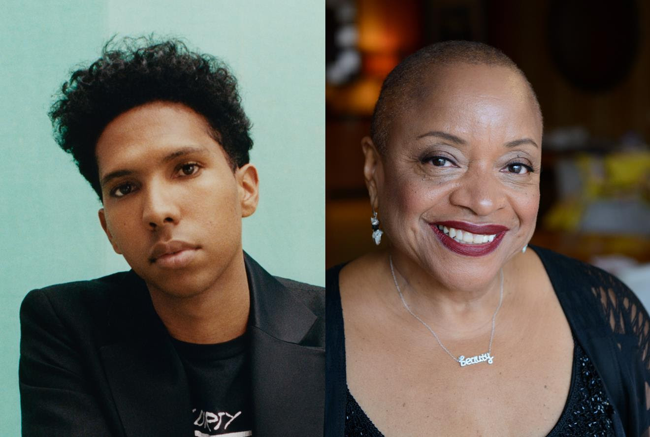 double portraits - On Left is artist Tyler Mitchell, and on the right, artist, curator, and University professor Deborah Willis, Ph. D.