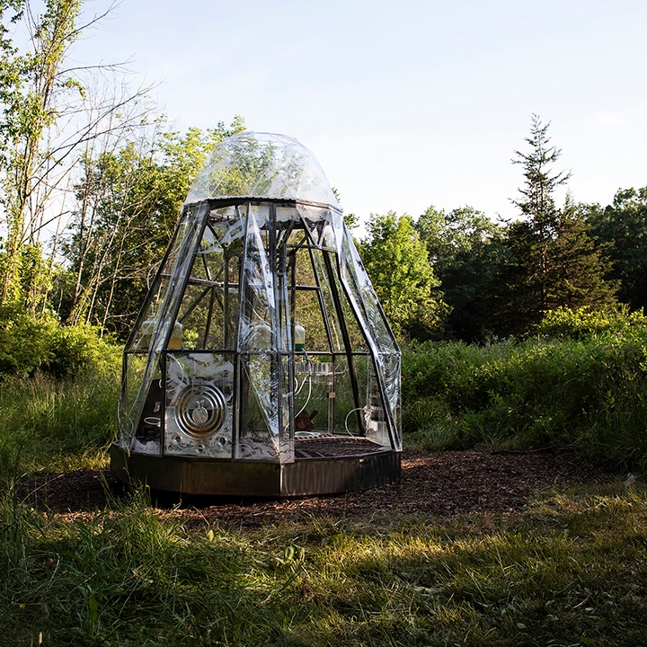 Greenhouse laboratory in the woods