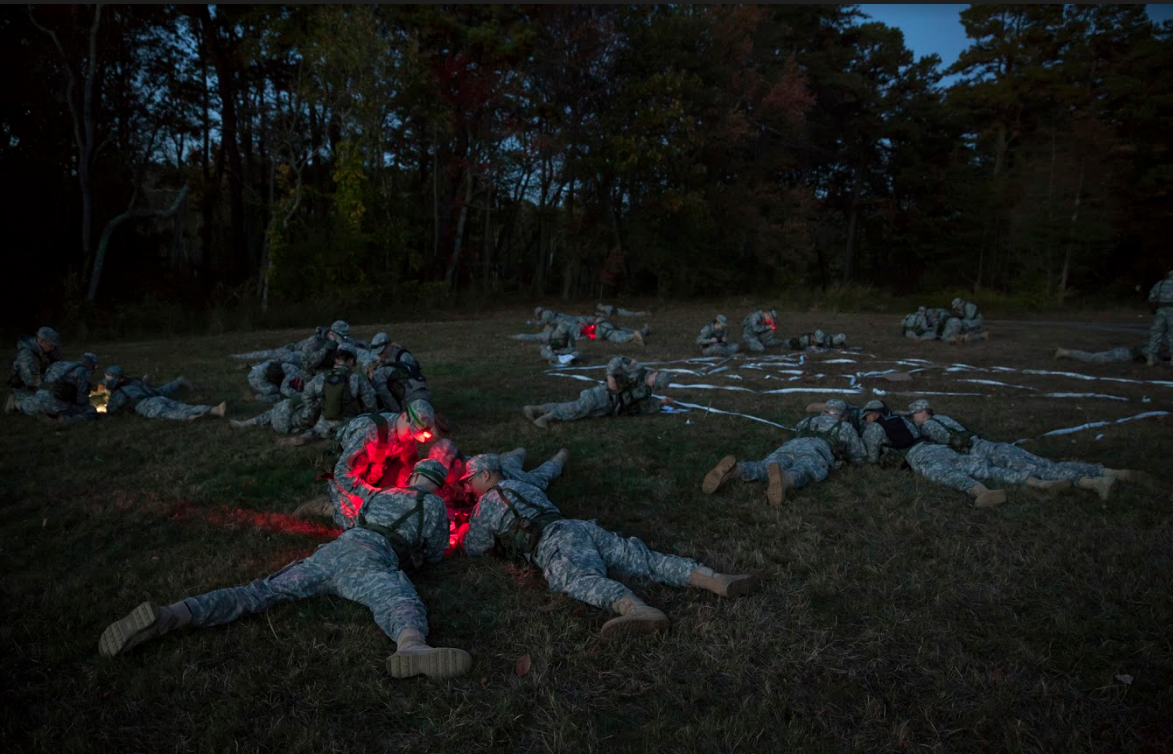 ROTC cadets perform a training exercise