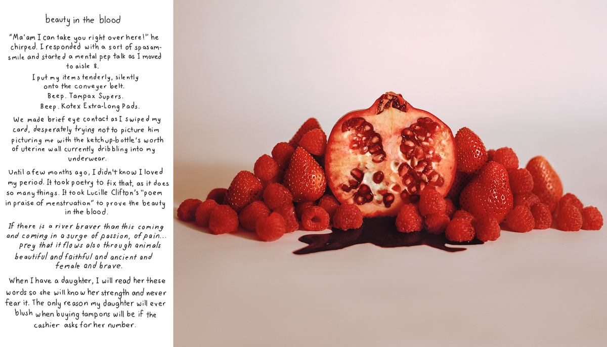 image of pomegranate and text by ella barnes