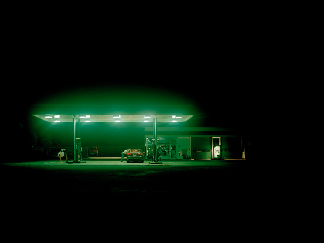 gas station at night