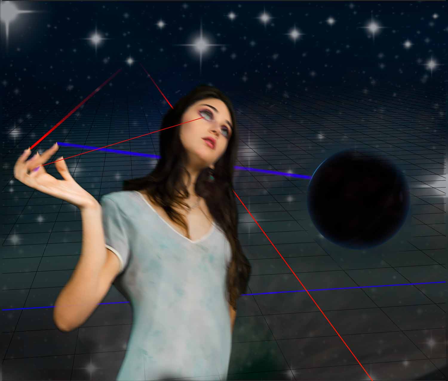 girl with digital space bacgkround