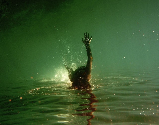 upside down under water