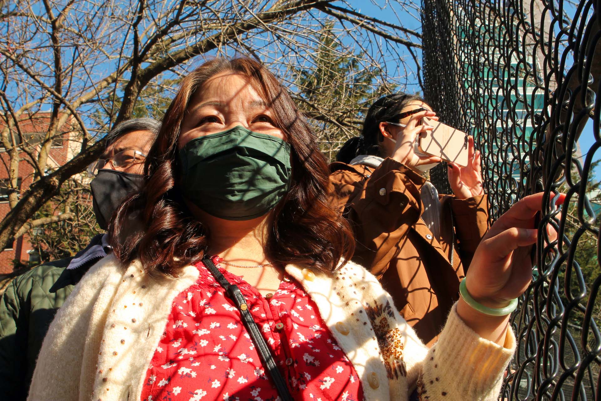 Group of protesters wearing masks