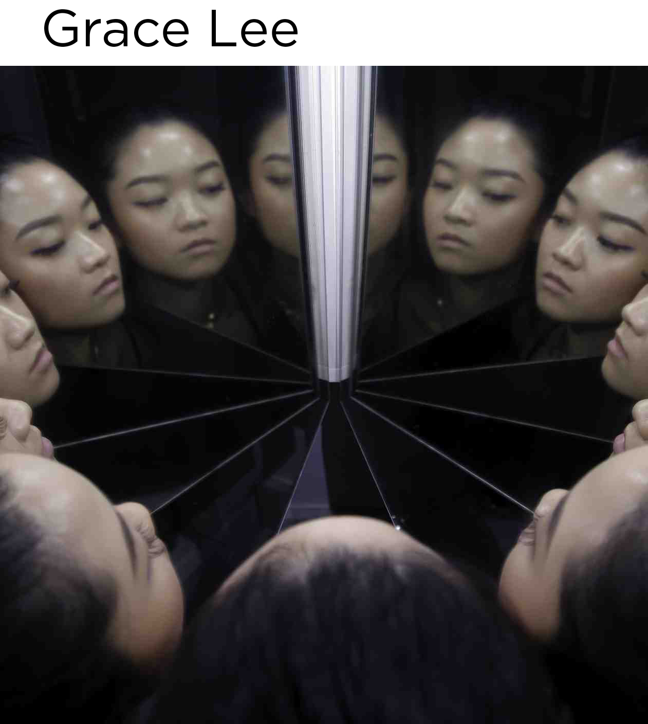girl looking in many mirrors