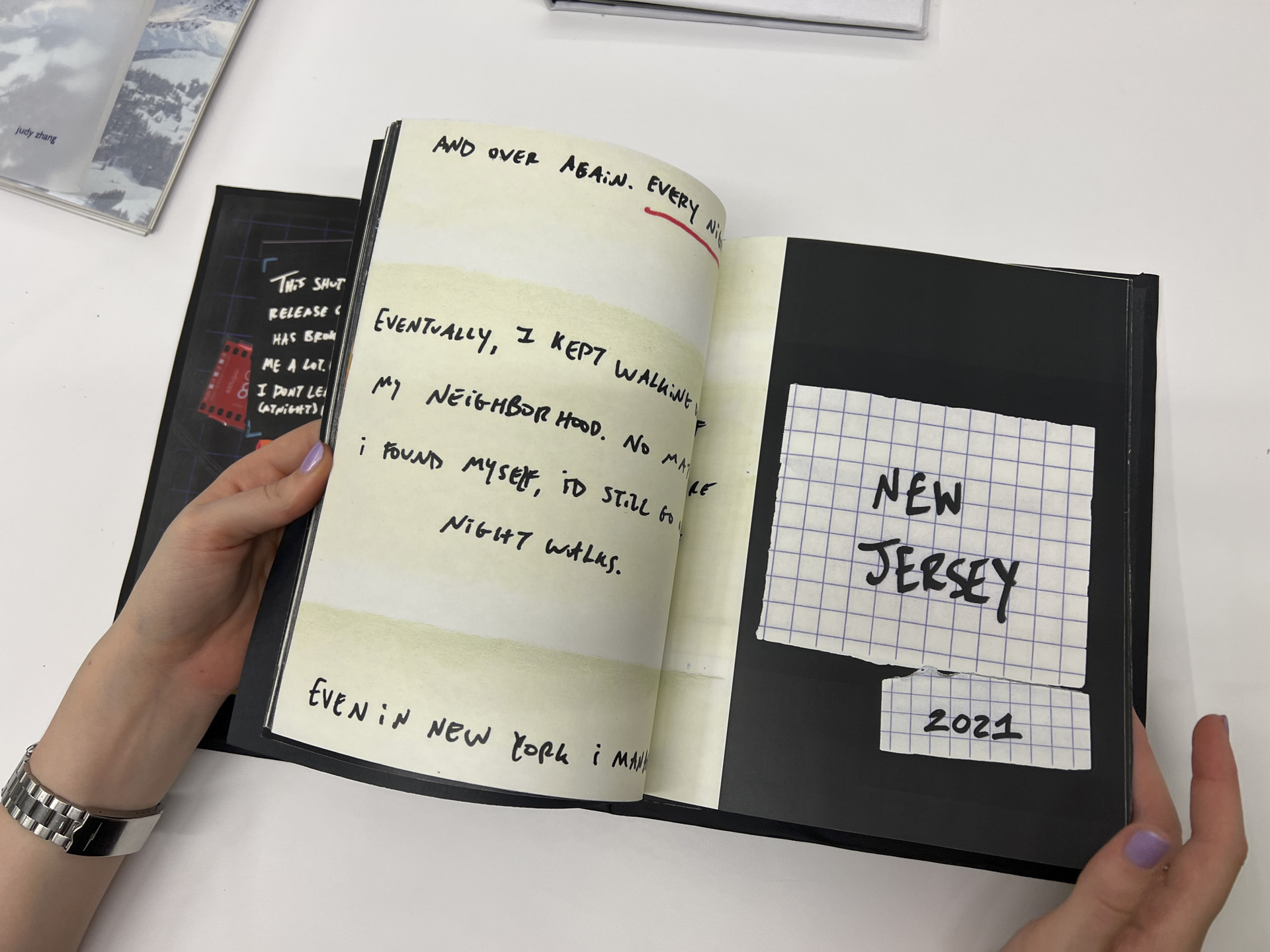 book opened to page stating text "new jersey 2021" 