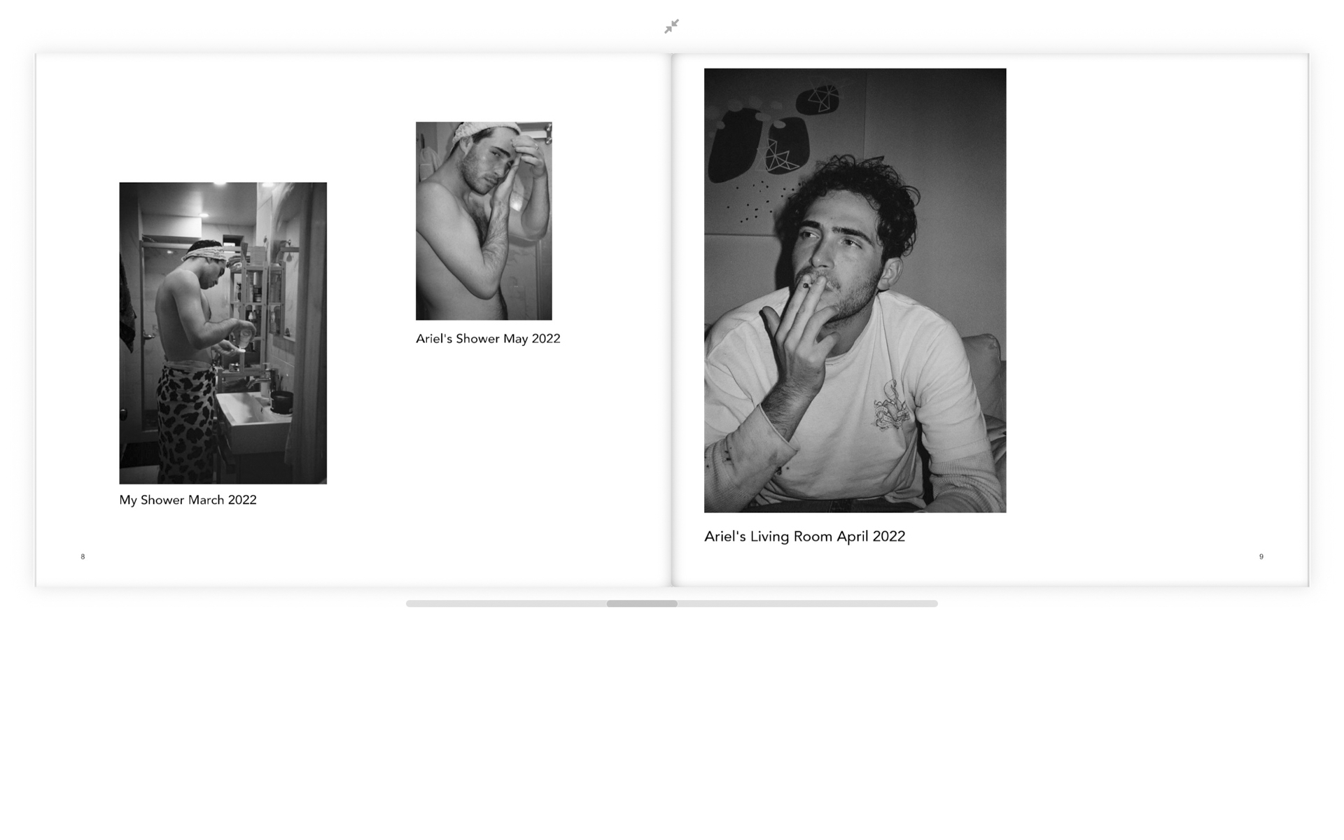 three black and white portraits on a layout sheet