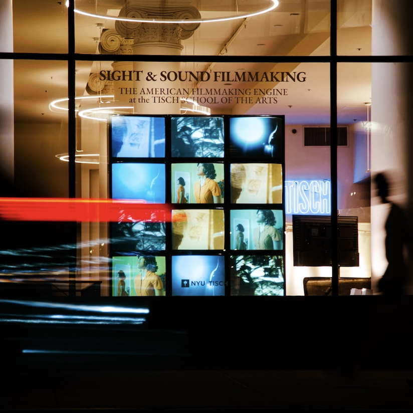 TV screens set up for an installation in 721 broadway window