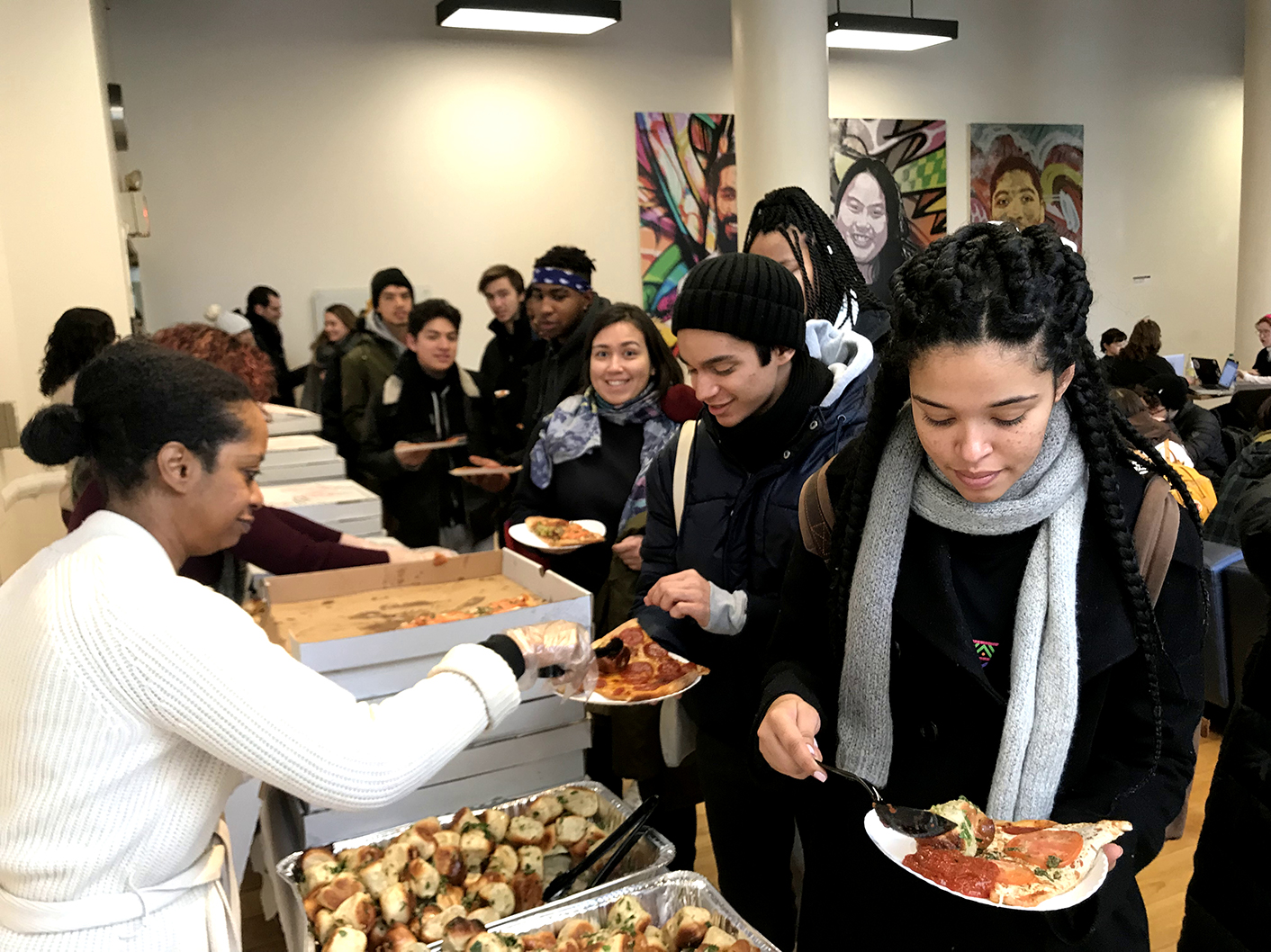 Students having lunch at NYU Tisch School of the Arts