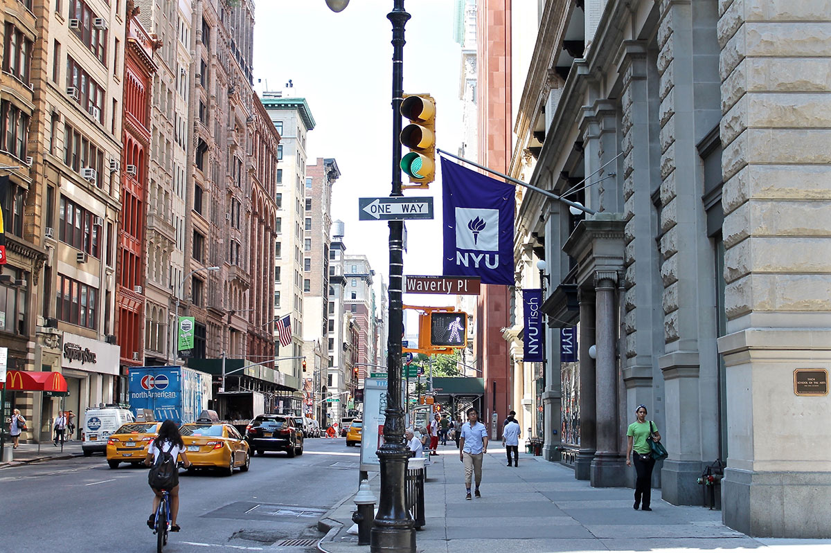 Broadway & Waverly, NYC, Outside the NYU Tisch School of the Arts