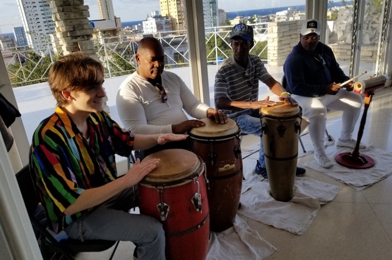 J-Term 2019 students participating in a rumba dance workshop