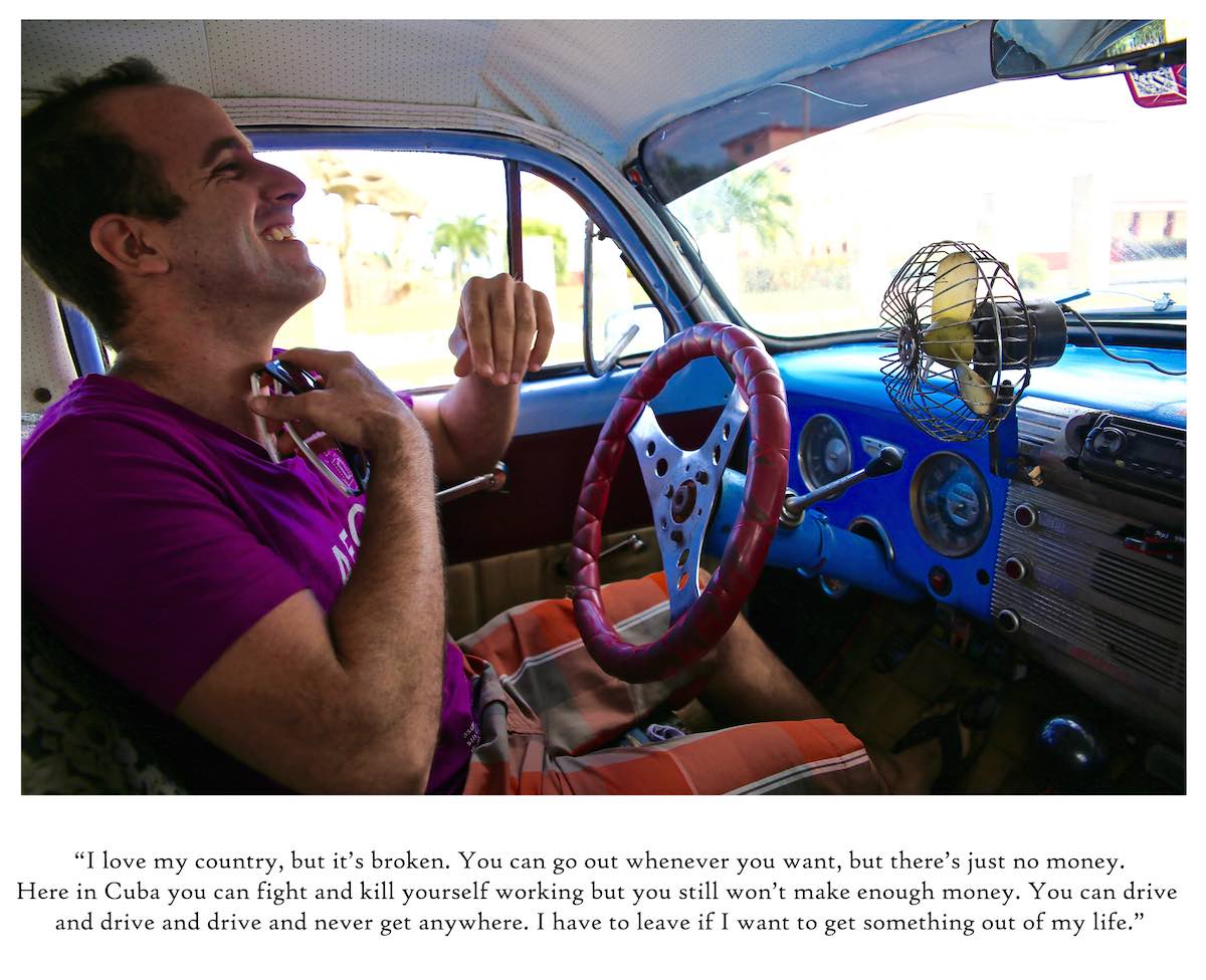Driver in his car in Havana, Cuba.