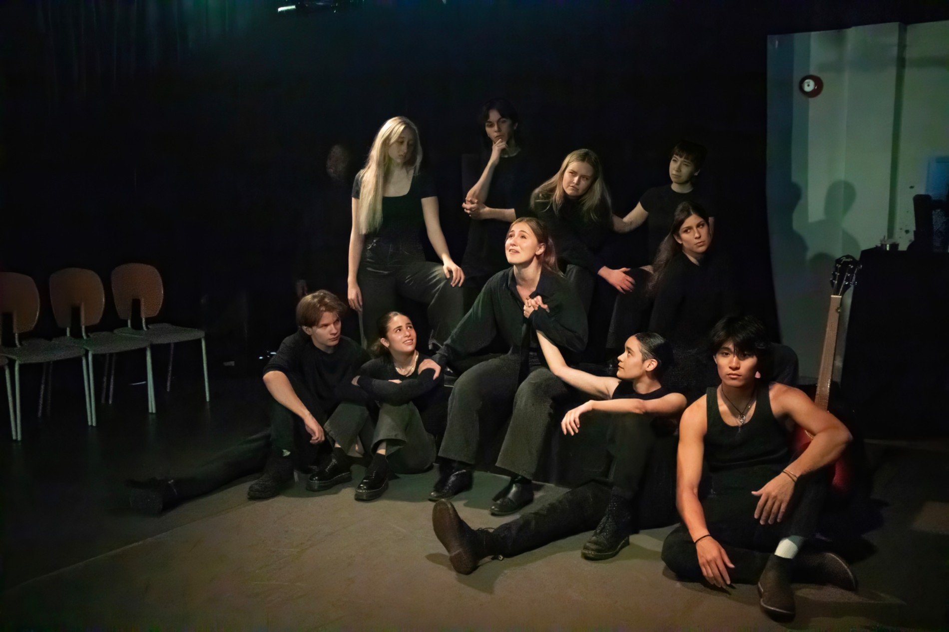 Photo of students during performance of final project 
