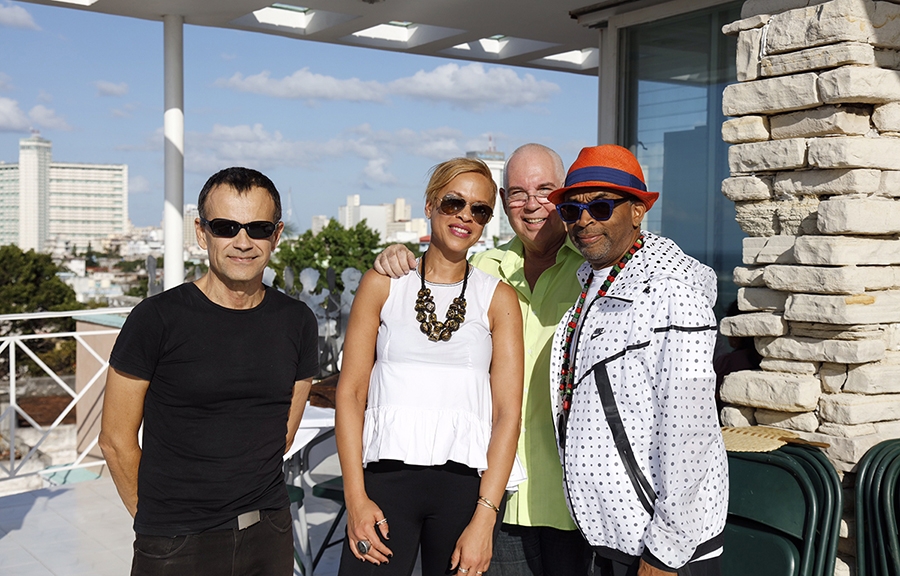 Wilfredo Bená­tez, Tonya Lewis Lee, Helmo Hernández, and Spike Lee in Havana.