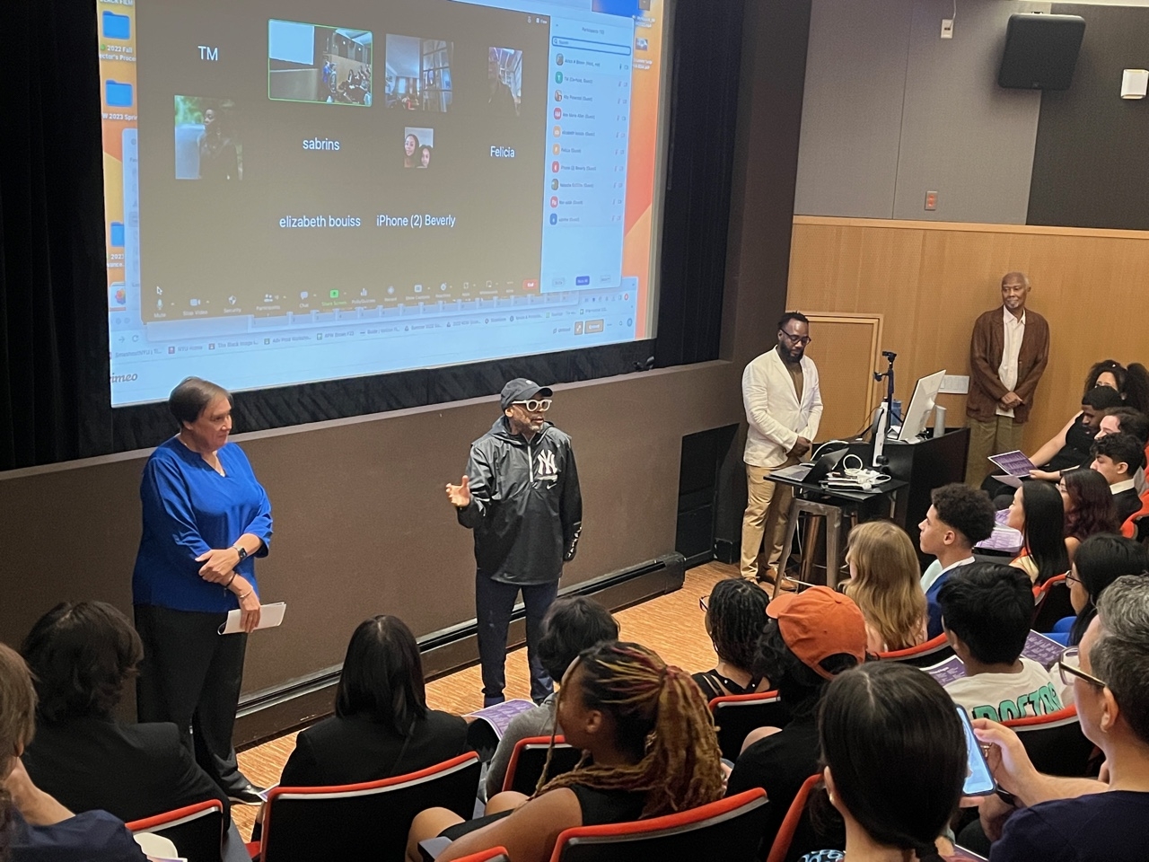 Academy Award® Winner and tenured Professor Spike Lee with students at NYU Tisch School of the Arts.