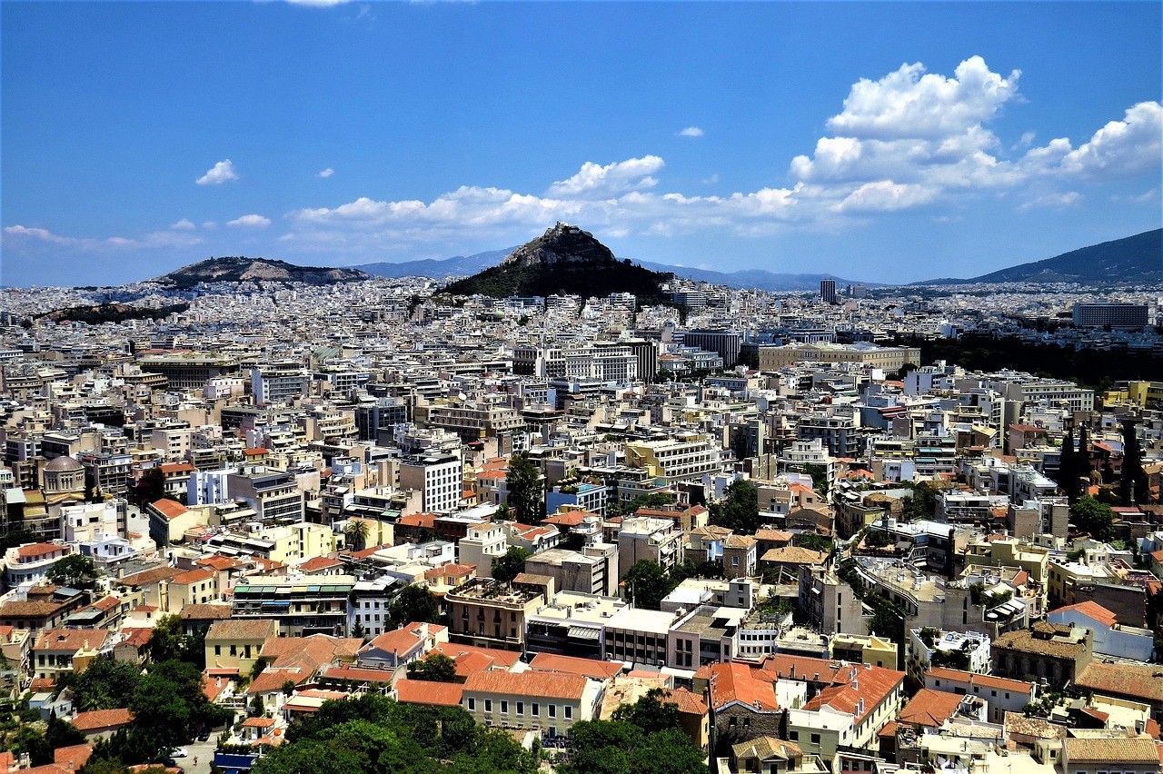 wide range shot of Athens, Greece