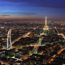 Aerial photo of Paris at night