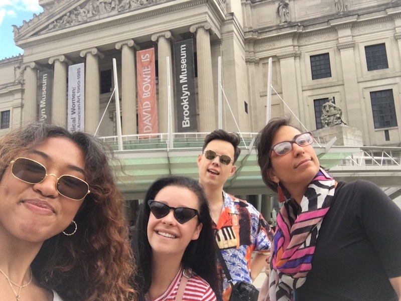 Sofia Rei with her Song Performance Workshop students outside the Brooklyn Museum