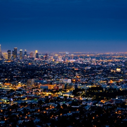 Photo of Los Angeles at night.
