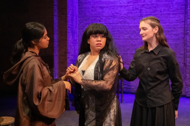 Actresses performing during a scene from the Spring 2026 final presentation of "Measure for Measure".