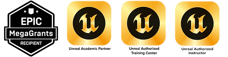 Epic Games Unreal Authorized Training Center and Authorized Education Partner Badges
