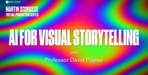 AI For Visual Storytelling title over raindbow background